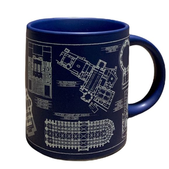 THE Unemployed Philosophers Guild Architecture Coffee Mug Architectural Drawings - Picture 3 of 7